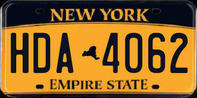 NY license plate HDA4062