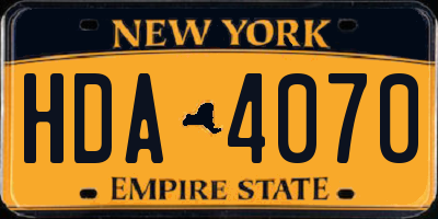 NY license plate HDA4070