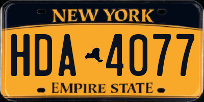 NY license plate HDA4077
