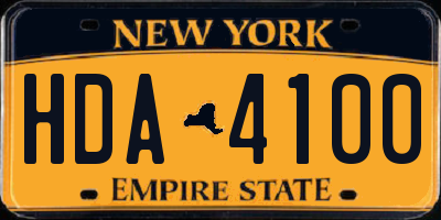 NY license plate HDA4100