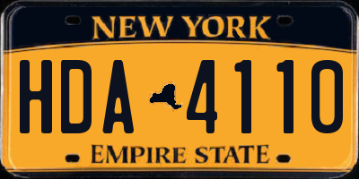 NY license plate HDA4110