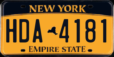 NY license plate HDA4181