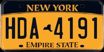 NY license plate HDA4191