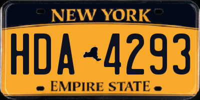 NY license plate HDA4293