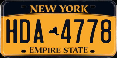 NY license plate HDA4778