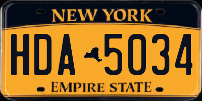 NY license plate HDA5034