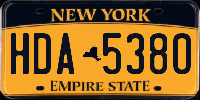 NY license plate HDA5380