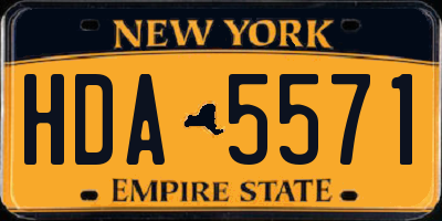 NY license plate HDA5571