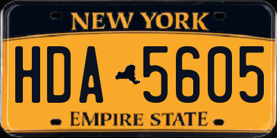 NY license plate HDA5605