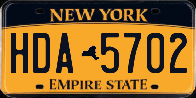 NY license plate HDA5702