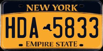 NY license plate HDA5833