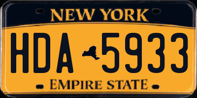 NY license plate HDA5933