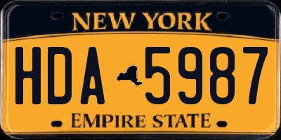 NY license plate HDA5987