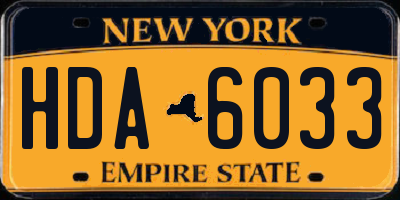 NY license plate HDA6033