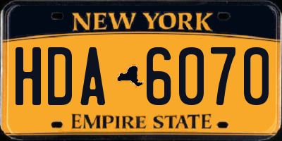 NY license plate HDA6070