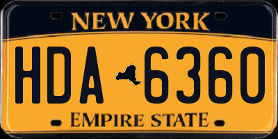 NY license plate HDA6360