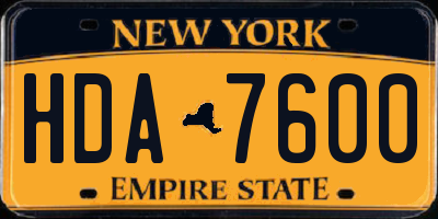 NY license plate HDA7600