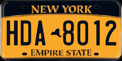 NY license plate HDA8012
