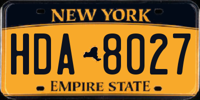 NY license plate HDA8027