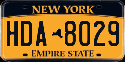 NY license plate HDA8029
