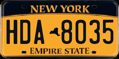 NY license plate HDA8035