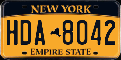 NY license plate HDA8042