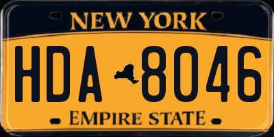 NY license plate HDA8046