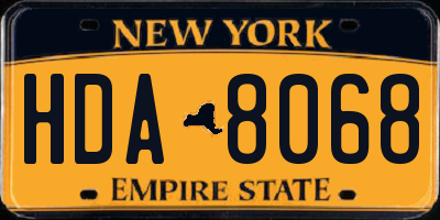 NY license plate HDA8068