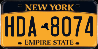 NY license plate HDA8074