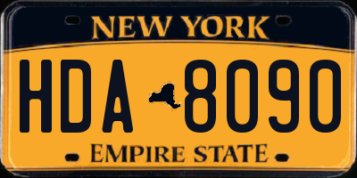 NY license plate HDA8090
