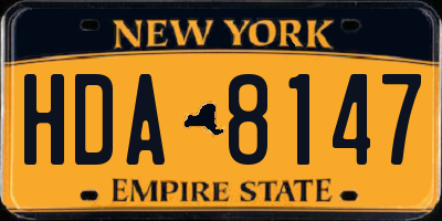 NY license plate HDA8147