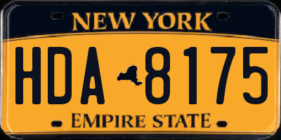 NY license plate HDA8175