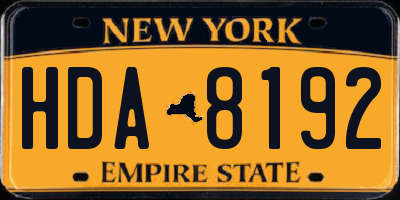 NY license plate HDA8192