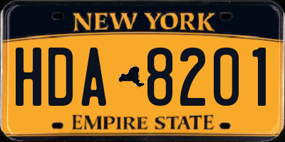 NY license plate HDA8201