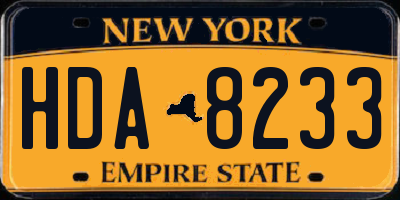 NY license plate HDA8233