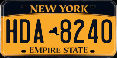 NY license plate HDA8240