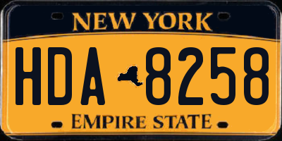 NY license plate HDA8258