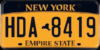 NY license plate HDA8419