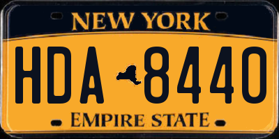 NY license plate HDA8440