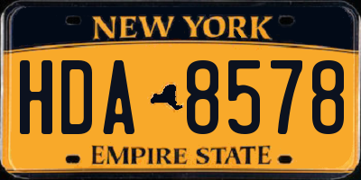 NY license plate HDA8578