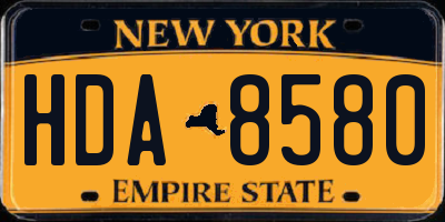 NY license plate HDA8580