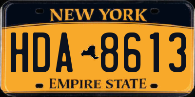 NY license plate HDA8613