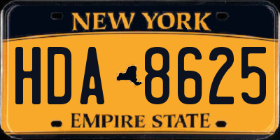 NY license plate HDA8625