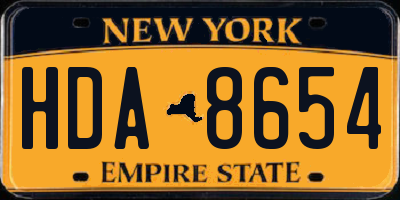 NY license plate HDA8654