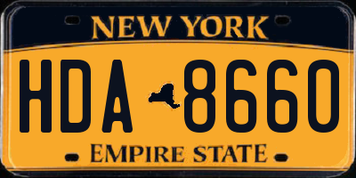 NY license plate HDA8660