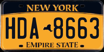 NY license plate HDA8663