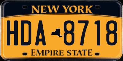NY license plate HDA8718