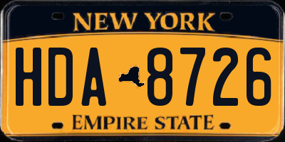 NY license plate HDA8726