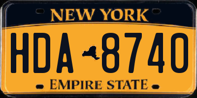NY license plate HDA8740