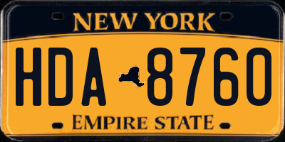 NY license plate HDA8760